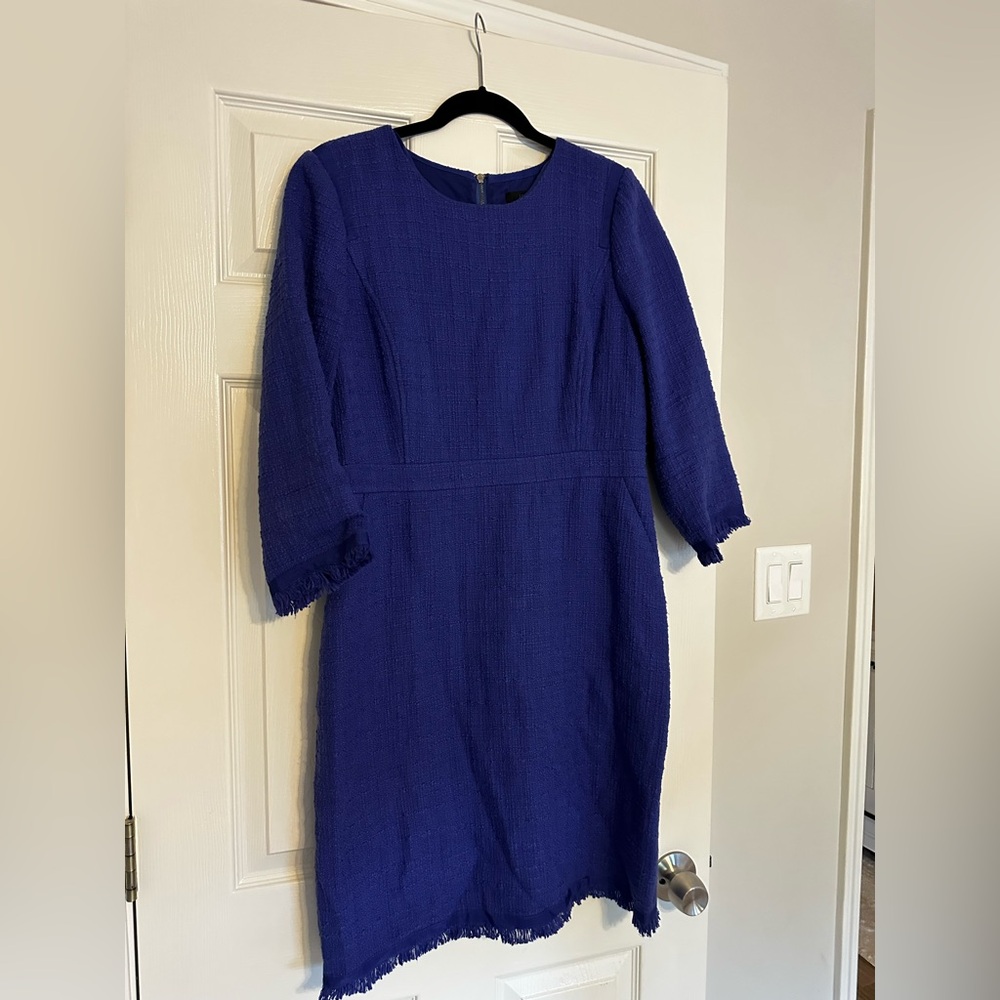 J. Crew Royal Blue Long Sleeve Tweed Dress